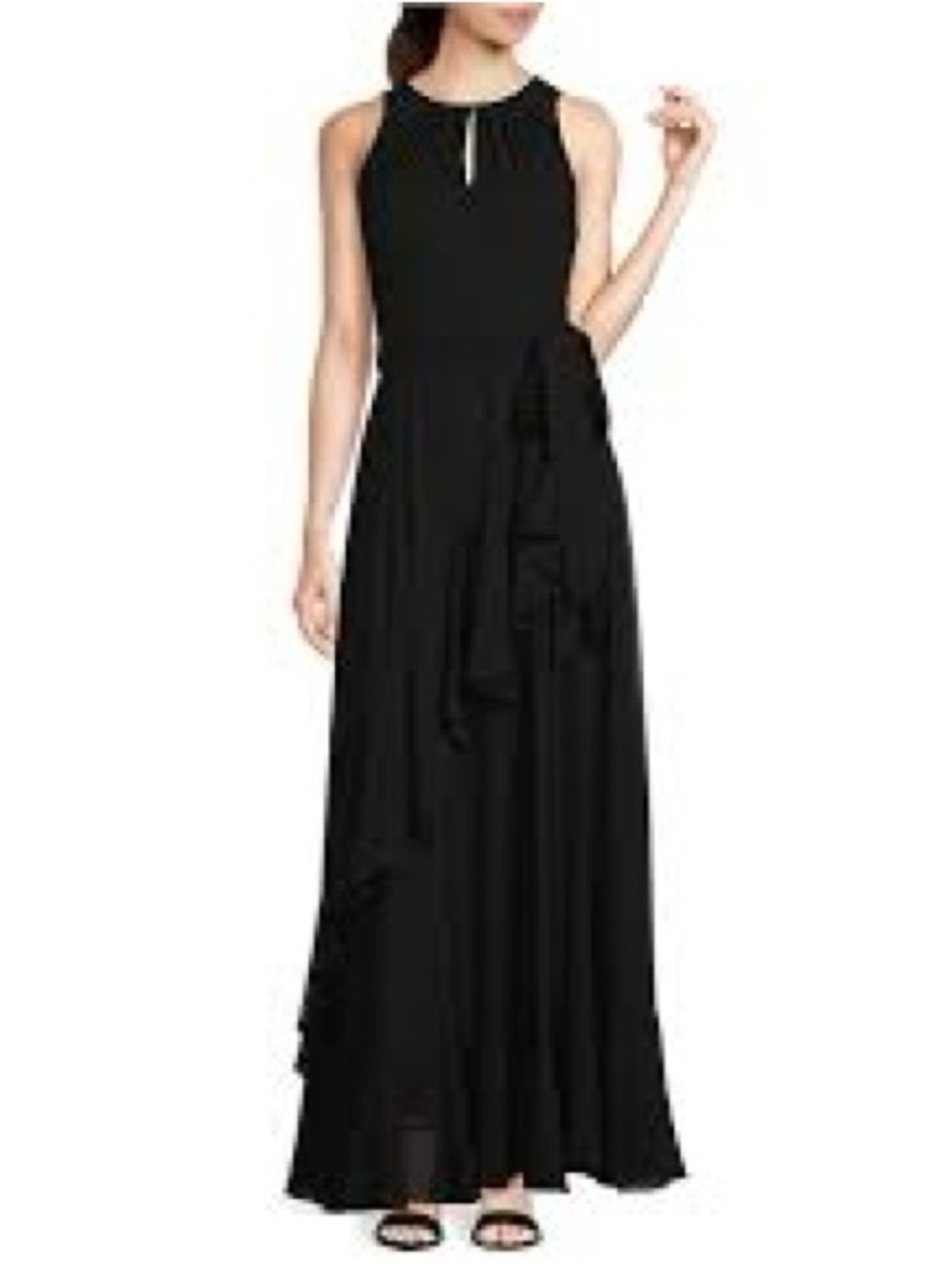 NWT-Alex Marie Colette Sleeveless Keyhole Neck Faux Wrap Maxi Dress